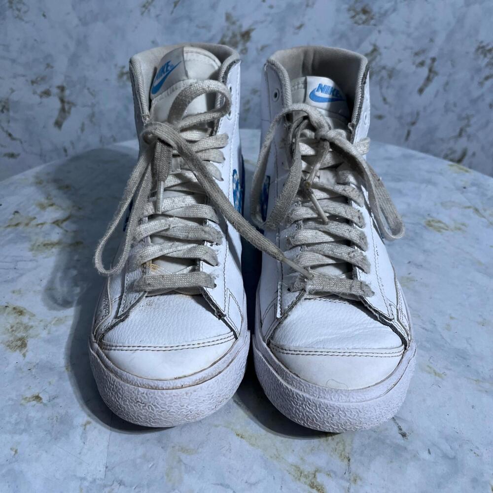 Nike Blazer Mid 77 Gingham Women's Size 8.5 Shoes White Blue Athletic Sneakers - Picture 3 of 15